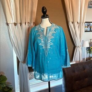 Blue Embroidered Tunic